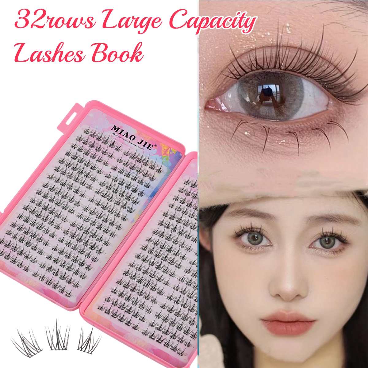 Eyelash Extension For Men - رموش مانغا 32 صفوف، رموش عنقودية